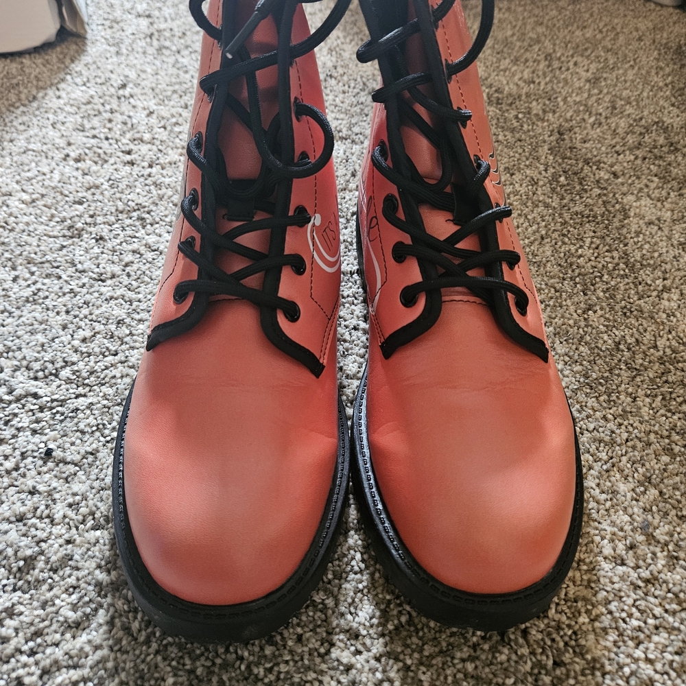Stylish Orange Lace-Up Women's Boots